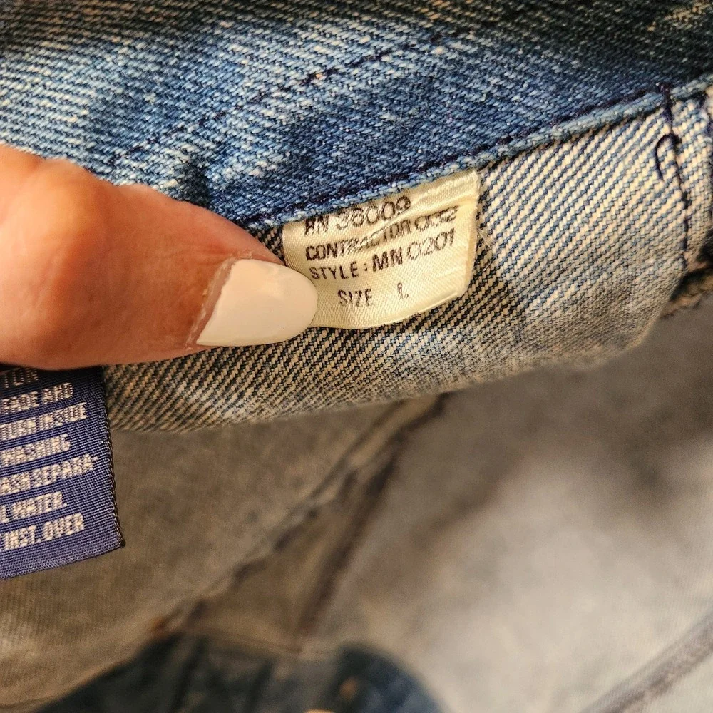 VTG 90s Calvin Klein Denim Trucker Jacket Large L MN C1201 Distressed Acid Wash